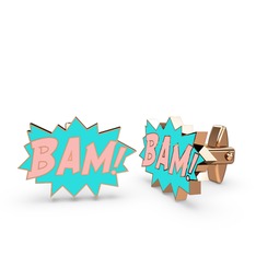 925 ayar rose altın kaplama gümüş kol düğmesi (Pastel pembe mineli)