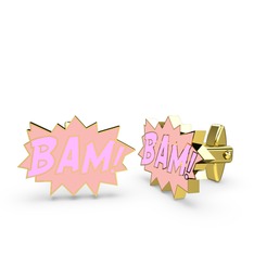 8 ayar altın kol düğmesi (Açık pembe mineli)