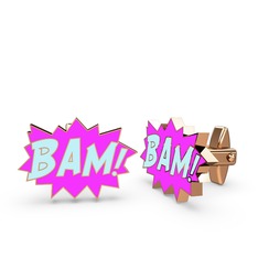 Bam Kol Düğmesi - 8 ayar rose altın kol düğmesi (Pastel mavi mineli) #4dguul