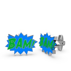 Bam Kol Düğmesi - 925 ayar gümüş kol düğmesi (Yeşil mineli) #5mxt47