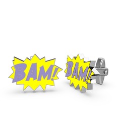 Bam Kol Düğmesi - 925 ayar gümüş kol düğmesi (Menekşe mineli) #5u7w0s