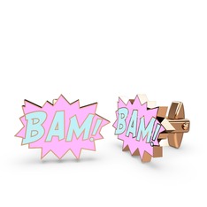 Bam Kol Düğmesi - 925 ayar rose altın kaplama gümüş kol düğmesi (Pastel mavi mineli) #6i9q08