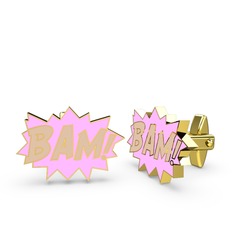 Bam Kol Düğmesi - 925 ayar altın kaplama gümüş kol düğmesi (Ekru mineli) #9sq0q5