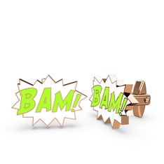 Bam Kol Düğmesi - 925 ayar rose altın kaplama gümüş kol düğmesi (Neon yeşil mineli) #ah82mj