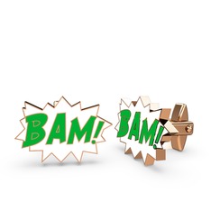 Bam Kol Düğmesi - 14 ayar rose altın kol düğmesi (Yeşil mineli) #as6cg4