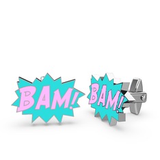 Bam Kol Düğmesi - 18 ayar beyaz altın kol düğmesi (Açık pembe mineli) #bqc2ji