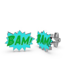 Bam Kol Düğmesi - 8 ayar beyaz altın kol düğmesi (Yeşil mineli) #dnrxct