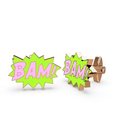 Bam Kol Düğmesi - 8 ayar rose altın kol düğmesi (Açık pembe mineli) #eqbzw5