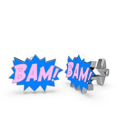 8 ayar beyaz altın kol düğmesi (Açık pembe mineli)