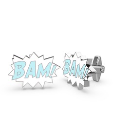 Bam Kol Düğmesi - 14 ayar beyaz altın kol düğmesi (Pastel mavi mineli) #fkncsm