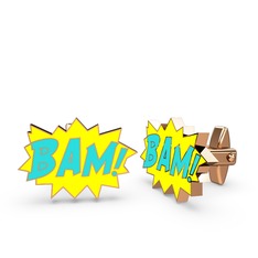 8 ayar rose altın kol düğmesi (Turkuaz mineli)