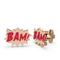 Bam Kol Düğmesi - 18 ayar rose altın kol düğmesi (Kırmızı mineli) #gxdccq