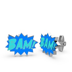 Bam Kol Düğmesi - 8 ayar beyaz altın kol düğmesi (Turkuaz mineli) #hhz6fc