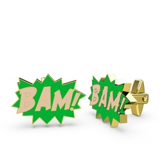 18 ayar altın kol düğmesi (Ekru mineli)