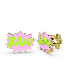 Bam Kol Düğmesi - 8 ayar altın kol düğmesi (Neon yeşil mineli) #ks8m6f