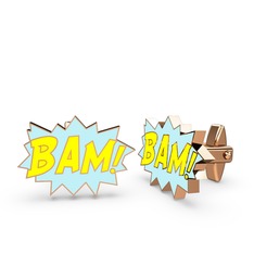 Bam Kol Düğmesi - 925 ayar rose altın kaplama gümüş kol düğmesi (Sarı mineli) #lr0mtf