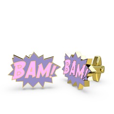 8 ayar altın kol düğmesi (Açık pembe mineli)