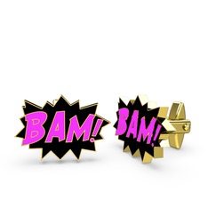 Bam Kol Düğmesi - 925 ayar altın kaplama gümüş kol düğmesi (Neon pembe mineli) #nw9vur