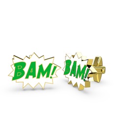 8 ayar altın kol düğmesi (Yeşil mineli)