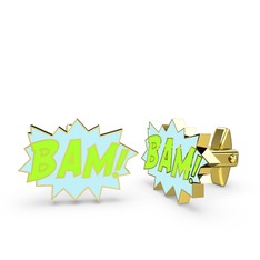 Bam Kol Düğmesi - 8 ayar altın kol düğmesi (Neon yeşil mineli) #oz3f8v