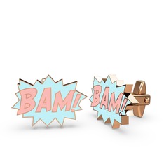 14 ayar rose altın kol düğmesi (Pastel pembe mineli)