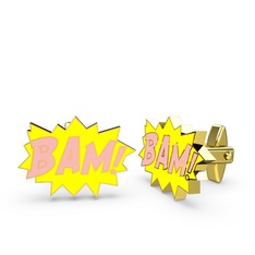 Bam Kol Düğmesi - 18 ayar altın kol düğmesi (Pastel pembe mineli) #qp3zam