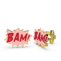 8 ayar altın kol düğmesi (Kırmızı mineli)