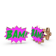 Bam Kol Düğmesi - 8 ayar rose altın kol düğmesi (Yeşil mineli) #sd2f21