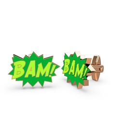 Bam Kol Düğmesi - 18 ayar rose altın kol düğmesi (Neon yeşil mineli) #sxydnb