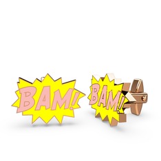 8 ayar rose altın kol düğmesi (Pastel pembe mineli)