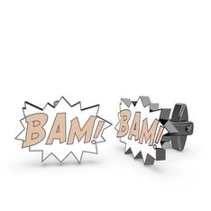 Bam Kol Düğmesi - 925 ayar siyah rodyum kaplama gümüş kol düğmesi (Ekru mineli) #u972li
