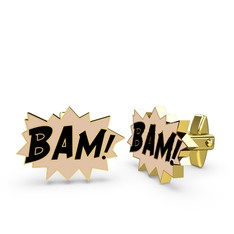 8 ayar altın kol düğmesi (Siyah mineli)