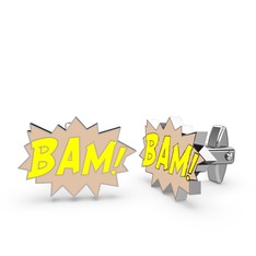 Bam Kol Düğmesi - 8 ayar beyaz altın kol düğmesi (Sarı mineli) #y5pu9l