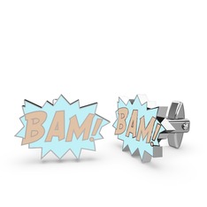 Bam Kol Düğmesi - 18 ayar beyaz altın kol düğmesi (Ekru mineli) #yni5oi