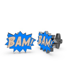 Bam Kol Düğmesi - 925 ayar siyah rodyum kaplama gümüş kol düğmesi (Ekru mineli) #znbbf7