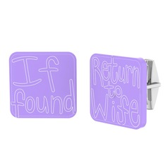 Return to Wife Kol Düğmesi - 8 ayar beyaz altın kol düğmesi (Menekşe mineli) #10vkqdk