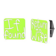 Return to Wife Kol Düğmesi - 925 ayar siyah rodyum kaplama gümüş kol düğmesi (Açık yeşil mineli) #14runan