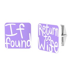 Return to Wife Kol Düğmesi - 18 ayar beyaz altın kol düğmesi (Menekşe mineli) #16sigus