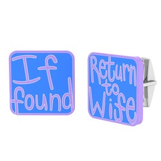 Return to Wife Kol Düğmesi - 14 ayar beyaz altın kol düğmesi (Mavi mineli) #179mgxt