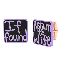 Return to Wife Kol Düğmesi - 8 ayar rose altın kol düğmesi (Siyah mineli) #184n811