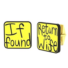 Return to Wife Kol Düğmesi - 925 ayar altın kaplama gümüş kol düğmesi (Sarı mineli) #19f65wu