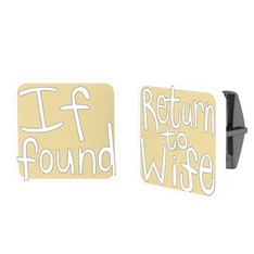 Return to Wife Kol Düğmesi - 925 ayar siyah rodyum kaplama gümüş kol düğmesi (Ekru mineli) #1av6rsx