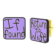 Return to Wife Kol Düğmesi - 18 ayar altın kol düğmesi (Menekşe mineli) #1bgva37