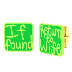 Return to Wife Kol Düğmesi - 14 ayar altın kol düğmesi (Neon yeşil mineli) #1exvlf0