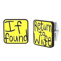 Return to Wife Kol Düğmesi - 18 ayar beyaz altın kol düğmesi (Sarı mineli) #1fshagf