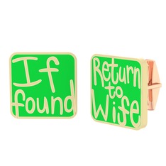 Return to Wife Kol Düğmesi - 18 ayar rose altın kol düğmesi (Neon yeşil mineli) #1kmuv17