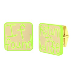 18 ayar altın kol düğmesi (Ekru mineli)