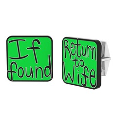 Return to Wife Kol Düğmesi - 18 ayar beyaz altın kol düğmesi (Neon yeşil mineli) #1op7sc1