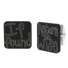 Return to Wife Kol Düğmesi - 18 ayar beyaz altın kol düğmesi (Siyah mineli) #1oz68kt