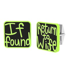 Return to Wife Kol Düğmesi - 8 ayar beyaz altın kol düğmesi (Siyah mineli) #1p706h1
